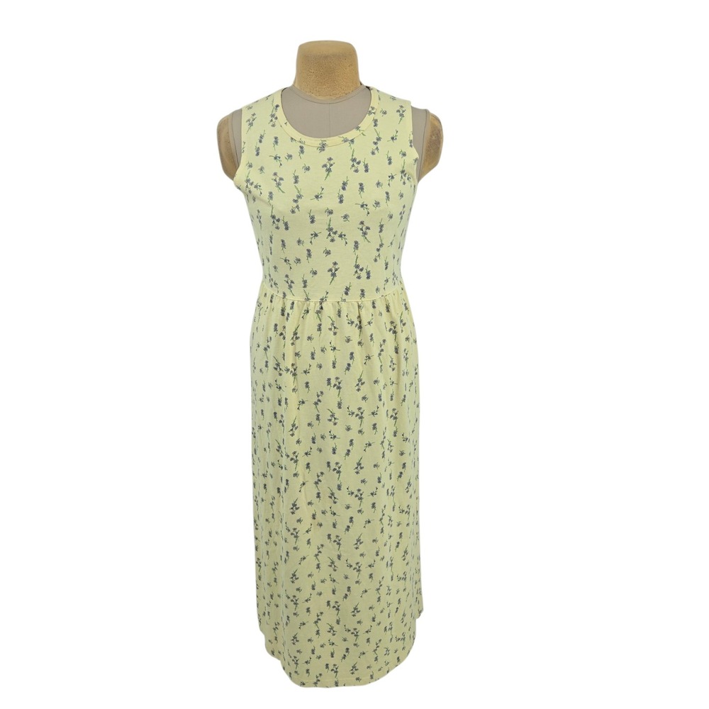 CMI Maxi‎ Dress Women Medium Yellow Floral Tie Back USA Made Cottagecore Garden